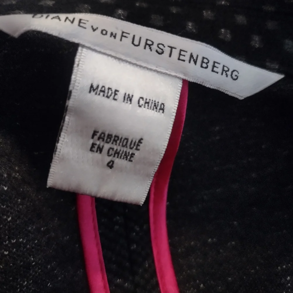 DIANE VON FURSTENBERG Black and Grey Textured Wool Blend Blazer size 4 - Picture 7 of 10